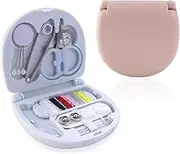 2 Pack Min Travel Sewing Kit DIY Sewing Supplies Portable Sewing Tool Kits Plastic Sewing Kit Box Beginner Friendly Emergency Sewing Repair Kit with Threads Scissors Hand Sewing Needles