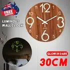 12" Wall Clock Luminous Quartz Round Silent Night Glow In the Dark Non Ticking