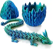 3D Printed Articulated Dragon Egg,Dragon Eggs with Dragon Inside (Blue Green)