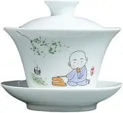 MINBIV Chinese Sheep Fat Jade White Porcelain Kung Fu Tea Cup Hand-painted Pattern Tea Bowl (2)