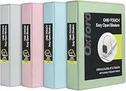 Oxford 3 Ring Binders, Binders for School, 1.5 Inch ONE-Touch Easy Open D Rings, 3-Sided View Binder Covers, Xtralife Hinge, Non-Stick, PVC-Free, Natural Pastels, 375-Sheet Capacity, 4 Pack (79918)