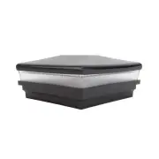 5.625" Sq. Neptune Solar LED Lighted Vinyl Post Cap - Hammertone Black