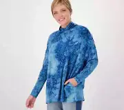 ~ NEW LOGO LORI GOLDSTEIN DROP SHOULDER TOP SEAPORT BLUE LARGE L