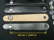 Bellows strap clasp Leather BLACK/BEIGE,price for 10 pieces!new!