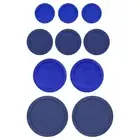 Pyrex 7402-PC (2) 6/7 Cup Blue, (2) 7201-PC 4-Cup Cadet Blue, (3) 7200-PC 2-Cup