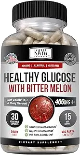 Kaya Naturals Healthy Glucosamine with Bitter Melon Supplement | Support Healthy Levels & Function - 20 Herbs Vitamins Minerals | Alpha Lipoic Acid Cinnamon (30 Count)