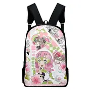 Demon Slayer Kanroji Mitsuri Merch Oxford Cloth Shoulder Backpack Multi Zipper Pack Casual Student School Bag-hk2871