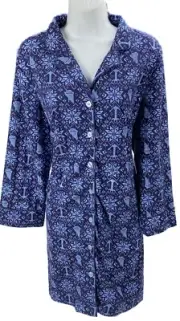 Medium Nautica Sleep Shirt Gown PJ Lounge Polyester Flannel Anchor Snowflake