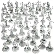 Townsfolk Mini Fantasy Figures Set- 64 Fully-Paintable Miniatures (2X of 32 Unique Sculpts) - 1" Hex Nobility, Merchants, and More - Compatible w DND Dungeons Dragons, Pathfinder, RPG Tabletop Games