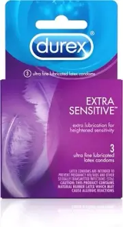 Durex Extra Sensitive Latex Condoms, 3 Count 302340129008VL