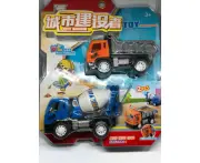 City Builder Trucks Series Toys With Pull Back Action Dumpster And Mixer Truck Set
