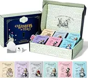 Thoughtfully Alice’s Adventures in Wonderland, Wonder of Tea Gift Set, Tea Sampler includes 6 Flavours of Tea with Book Quotes and Illustrations, Set of 90