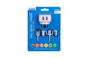 Laser 24W Dual USB-A Charger 2.4A AU NZ Plug Socket w 3in1 Charging Cable White