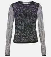 [Blumarine] Blumarine Logo tulle-trimmed T-shirt AU 14 black