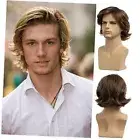 Mens Light Brown Wigs Short Natural Layered Fluffy Wigs Synthetic Cosplay