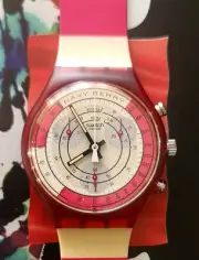 Swatch watch NAVY BERRY SCR100 1991 Chrono New Old stock
