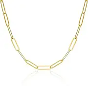 [Miore] 18CT Gold plated/ 925 Sterling Silver Necklaces For Women, Paperclip Necklace, Silver Chain 43 cm long, Hypoallergenic Necklace, Jewellery for Women Made in Italy, Delivered in Jewellery Box