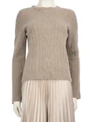 Grey Merino Wool Cable Knit Jumper