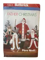 Butterick Sewing Pattern 5863 Father Christmas St. Nick Dolls 13" 15" 18"