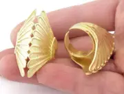 Wings Hammered Ring Adjustable Raw brass 6-9 us size 4819
