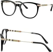 [BURBERRY] BE2255Q Square Shape Acetate Eyeglasses with eSHADES Luxury Eyewear Kit Bundle, Black Frame | Clear Lens