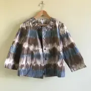NEW CHICO'S BUTTON FRONT JACKET 3/4 SLEEVE TOP SIZE 2 US SIZE L 12 NWT