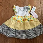 NWT Bonnie Jean Patchwork Floral Poplin Dress Set Girls 6-9 Months