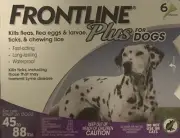 Frontline Plus Flea and Tick Treatment For Large Dogs 6 Doses 45 to 88lbs