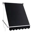 Retractable Fixed Pivot Arm Window Awning Patio Garden Blinds 2.4m x 2.1m Black