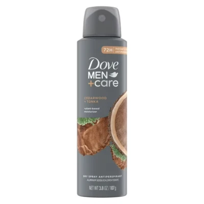 Dove Men+Care Dry Spray Antiperspirant Deodorant for Men Cedarwood + Tonka, 3.8