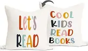 Rusenbao Classroom Reading Kids Decorative Pillows Covers for Bed 18x18, School Girl Style Classroom Decor, Toddler Reading Nook Nursery Decor Daycare for Couch Bedroom Book Corner Playroom