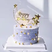 Iron Star Moon Cake Topper,Metal Wire Baby Shower Cake Cake Decoration for Gender Reveal Baby Birthday Party Cake Decorations Party Supplies