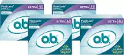 O.B. Tampons | Non-Applicator Tampon, Unscented | Ultra Tampons, 40Ct (Pack of 4