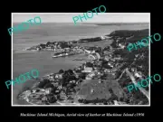 OLD 6 X 4 HISTORIC PHOTO OF MACKINAC ISLAND MICHIGAN AERIAL VIEW OF TOWN c1950