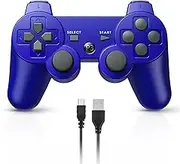 Powerextra PS-3 Wireless Controller for Play-Station 3 with High Performance Upgraded Joystick Rechargeable Battery Double Shock for PS-3 (Blue)