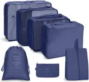 7 Set Packing Cubes Travel Cubes for Suitcases Lightweight Luggage Packing Orginzers for Travel Acessories,Navy