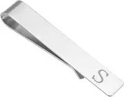 [uxcell] Initial Tie Clip for Men, Stainless Steel Letter S Alphabet Necktie Bar Pinch Clips 26 Letters A-Z with Gift Box for Regular Ties Wedding Father's Day, Silver Tone
