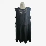 Ann Taylor LOFT PLUS Black Lace Sleeveless Boho Midi Dress Plus Size 16 NWT
