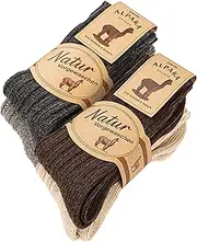 [CAOZITOU] 4 Pairs Alpaca Socks Men Women Wool Socks Men Extra Warm Winter Socks Fluffy Knitted Thermal Socks, Multicolor01, 39-42
