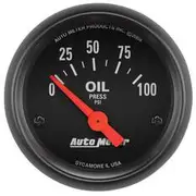 Autometer Z-Series Oil Pressure Gauge Electric - 0 - 100 PSI, 2 1/16 Inch, Short Sweep, AU2634