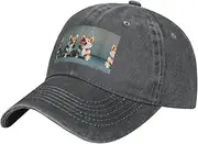 [JBYJBX] Wearing Clothes Cute Corgi Dogs Print Baseball Hat,Personalized Baseball Cap,Sun Hats, Trucker Cap Dad Hat Gift