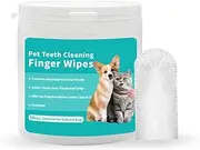 Pet Teeth Cleaning Finger Wipes, Remove Bad Breath by Removing Plaque and Tartar Buildup No-Rinse Dog Finger Toothbrush, Disposable Gentle Cleaning & Gum Care Pet Wipes, 50 Counts