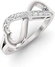 [Diamondere] Natural and Certified Diamond Wedding Ring in 14k White Gold | 0.11 Carat Infinity Knot Ring for Women, US Size 4 to 9