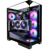 OKINOS AQ93 Tempered GlassTop&Front&Side Panel,Pre-Installed 2×120mm ARGB PWM Fan,Computer case with Panoramic View,ATX Mid Tower PC,Type Port