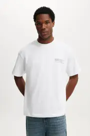 [Cotton On Men] Cotton On Men - Box Fit Text T-Shirt - White/open sounds L WHITE/OPEN SOUNDS