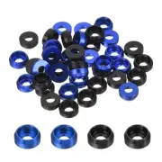 M2 Cone Cup Countersunk Washers, Aluminum for Screw RC,40PCS(Black/Blue)