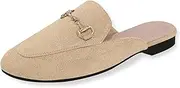 [baobeijiadao] Womens Closed Round Toe Mules Comfortable Buckle Flats Mules Slip On Backless Loafers for Women