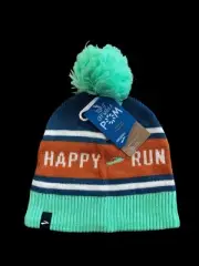 Brooks Unisex Heritage Pom Beanie Winter Hat Run Happy Ocean NWT One Size