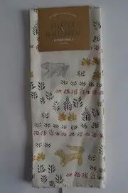 West Elm Winter Wilderness Embroidered Kitchen Towels S/2 #61C