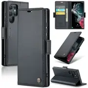CaseMe Samsung Galaxy S25 Ultra 5G Folio Wallet Case Cover Side Closure S938 [Black]